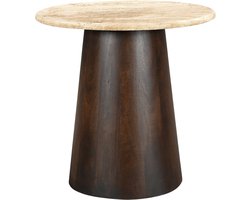 Livingfurn - Salontafel Valentino Round 45cm - Mangohout / Travertin