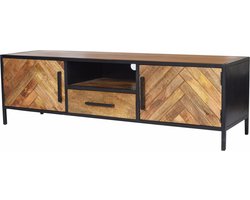 Livingfurn - TV Meubel Brooklyn 150cm - Mangohout / Gecoat Staal