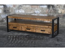 Livingfurn - TV Meubel Nairobi 150cm - Mangohout / Gecoat Staal