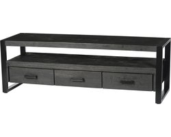 Livingfurn - TV Meubel Norris - 150x50x45 cm - Mangohout / Gecoat Staal