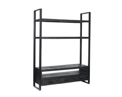 Livingfurn - TV Meubel Norris High - 200x150x45 cm - Mangohout / Gecoat Staal