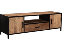 Livingfurn - TV Meubel Sturdy 160 cm - Mangohout / Gecoat Staal