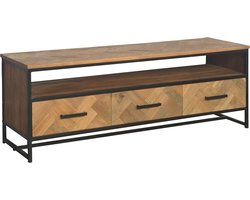Livingfurn - TV Meubel TV Accent 150 cm - Teakhout / Gecoat Staal