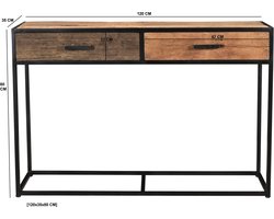 Livingfurn - Wandtafel Dakota Dr 120 cm - Riverwood / Gecoat Staal