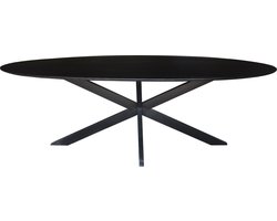 Livingfurn - Zwart Eetkamertafel Oslo Ovaal - - Acasia Hout - 240cm