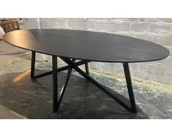 Livingfurn - Zwart Eetkamertafel Oslo - Web - Acasia Hout - 200 cm