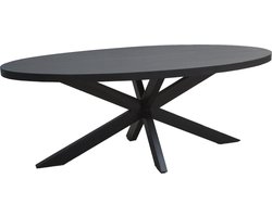 Livingfurn - Zwart Ovale Eetkamertafel -  -  Mango Hout  - 240 cm