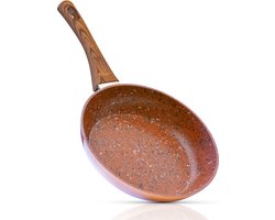 Livington Copper & Stone Pan - 28cm koekenpan- anti-aanbaklaag en krasbestendig - graniet look - binnenste steenlaag voor perfecte warmteverdeling - geschikt voor Ceran, gas, elektrisch, inductie