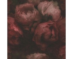 Livingwalls behang bloemen rood en zwart - AS-373924 - 53 cm x 10,05 m