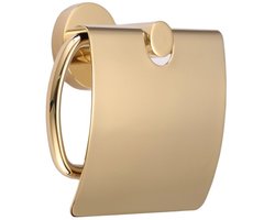 Livinq Toiletrolhouder met klep - Toiletrol Houder - Wc Rolhouder - Goud - Geborsteld Messing PVD