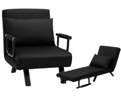 Livista 3-in-1 Uitklapbare Slaapstoel Belastbaar Tot 100 kg Zwart - Inklapbare Slaapbank Met Verstelbare Rugleuning - Modern Design Logeerbed - Slaapfauteuil