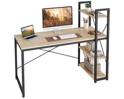 Livista Bureau – 120x60x70 cm – Computertafel met Opbergplank – Metaal & Hout – Industrieel Design – Ideaal voor Werkruimte – Hoogwaardige Kwaliteit – Houtkleur