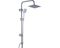 Livista® - Douche Set - Regendouche en Handdouche - Verstelbare Hoogte 75-105 cm - Vierkant Design - Electroplated Zilverkleurige Afwerking - Duurzame Messing Omsteller voor Badkamer