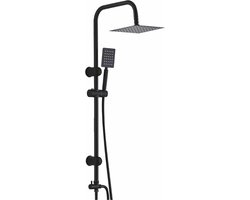 Livista® - Douche Set - Regendouche en Handdouche - Verstelbare Hoogte 75-105 cm - Vierkant Design - Zwart - Duurzame Messing Omsteller voor Badkamer