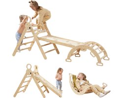 Livista Houten Klimrek XL - Klimdriehoek met glijbaan voor baby & peuter binnen