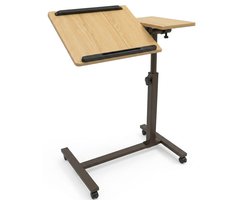 Livista Laptoptafel - Bedtafel met wieltjes - Bedleestafel - Laptop Standaard - Bijzettafel op wielen - Zit Sta Bureau - In hoogte verstelbaar - Maximale hoogte 90 cm