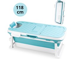 Livista® - Opvouwbaar bad - Bad Blauw - Zitbad - Inklapbaar - Bath Bucket - Ijsbad Volwassenen - 118 CM LANG - Incl. Rugkussen en Bad Accessoires
