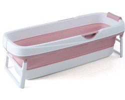Livista® - Opvouwbaar XXL Bad - Roze - Zitbad - Inklapbaar - Bath Bucket - 158 CM LANG - XXL - Incl. Onderwater LED Lichten en Rugkussen