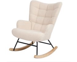 Livista Schommelstoel - Relaxstoel - Fauteuil - Schommelstoel Babykamer - Voedingsstoel - Schommelstoel Volwassen Baby - Teddy Stof - Roomwit Beige