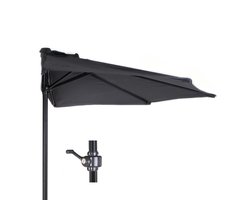 Livn Balkonparasol Half Rond - Diameter 250 cm - Hoogwaardig polyester doek - Inclusief draaimechanisme met draaihendel