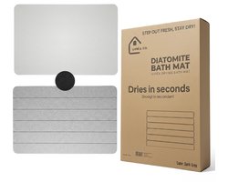 Livni & Co. Diatomite Badmat 60x40 cm – Sneldrogend Binnen 30 Seconden – Anti Schimmel - Antislip Douchemat – Absorberende Stenen Badmat – Grijs