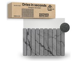 Livni & Co. Diatomite Badmat 60x40 cm – Sneldrogend Binnen 30 Seconden – Antislip Douchemat – Absorberende Stenen Badmat – Donkergrijs Marmer Look
