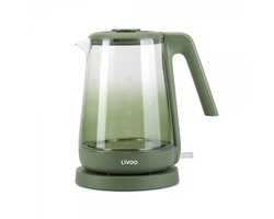 Livoo Glazen Waterkoker 1,7L – 2200W – LED Verlichting – Snoerloos Design - Groen