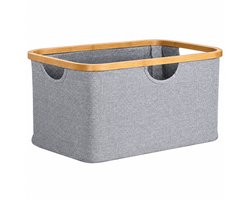 Livora Wasmand – 40 Liter – Wasmand Kleding – Opbergmand – Grijs Beige – Linnen – Rechthoekig