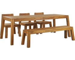 LIVORNO - Tuinset voor 6 3 stoelen en bank - Lichthout - Acaciahout