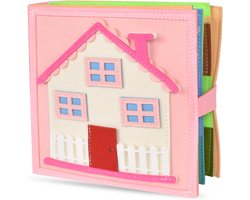 Livre en tissu 3D pour bébé, jouet éducatif pour l'apprentissage de la vie quotidienne, adapté aux garçons et filles de 1, 2, 3 et 4 ans, livre en tissu doux, jouet sensoriel pour bébé, cadeau (rose)