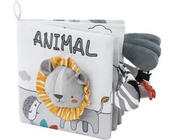 Livre en tissu pour bébé, jouet éducatif pour enfant, cadeau de naissance, livre doux et froissé avec animal (lion)