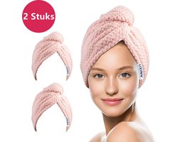 LIXIN 2 Stuks Haarhanddoek - Roze - Haar Drogen Handdoeken - Microfiber - Haar Tulband - Handdoek - Sneldrogend - Super Absorberend - Zachte stof - Haar Cap