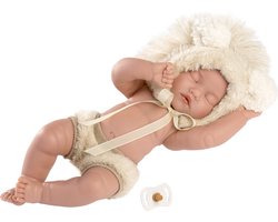 Llorens mini babypopje jongetje slapend leeuwtje met speen 30 cm