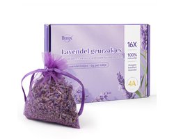 lluux - 16 x6g Lavendel Geurzakjes voor Kledingkast – Mottenballen kledingkast - Motten Bestrijden - Mottenval - Anti Motten - Kledingmotten - Motten - Mottenpapier - Langdurige Geur Kalmerend - 100% Gedroogde Lavendel geurzakje voor Kleding