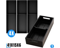 LM™ 4 STUKS - Besteklade Model 1 - 41x15X6cm - Aluminium - Anti-slip - Verstelbaar - Bestekbak - Besteklade organizer - Bestekhouder