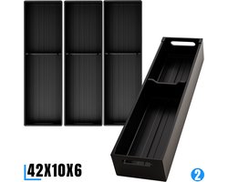 LM™ 4 STUKS - Besteklade Model 2 - 42X10X6cm - Aluminium - Anti-slip - Verstelbaar - Bestekbak - Besteklade organizer - Bestekhouder