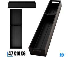 LM™ Besteklade Model 3 - 47X10X6cm - Aluminium - Anti-slip - Verstelbaar - Bestekbak - Besteklade organizer - Bestekhouder