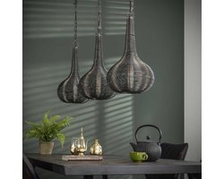 LM-Collection 3L Wire Kegel Hanglamp - 115x26x150cm - Antiek nikkel - Metaal - hanglampen eetkamer, hanglamp zwart, hanglampen woonkamer, hanglamp slaapkamer, hanglamp kinderkamer, hanglamp rotan, hanglamp hout, hanglamp industrieel
