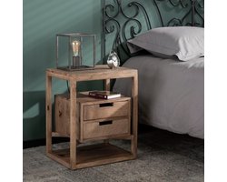LM-collection Alessandra Nachtkastje - 35x45x55cm - Bruin - Hout - nachtkastje, nachtkastje zwevend, nachtkastjes modern, nachtkastjes, nachtkastjes industrieel,