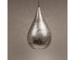 LM-Collection Ameera Hanglamp - Ø28x50cm - E27 - vintage Zilver - Metaal - hanglampen eetkamer, hanglamp zwart, hanglampen woonkamer, hanglamp slaapkamer, hanglamp kinderkamer, hanglamp rotan, hanglamp hout, hanglamp industrieel