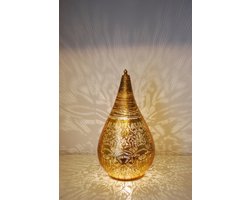 LM-Collection Ameera Tafellamp - Ø30x53cm - E27 - Goud - Metaal - tafellamp slaapkamer, tafellamp industrieel, tafellampen woonkamer, tafellamp zwart, tafel lamp, tafellamp slaapkamer industrieel, tafellampje