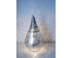 LM-Collection Ameera Tafellamp - Ø30x53cm - E27 - Zilver - Metaal - tafellamp slaapkamer, tafellamp industrieel, tafellampen woonkamer, tafellamp zwart, tafel lamp, tafellamp slaapkamer industrieel, tafellampje