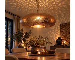 LM-Collection Ameera ufo Hanglamp - Ø45x20cm - E27 - vintage Goud - Metaal - hanglampen eetkamer, hanglamp zwart, hanglampen woonkamer, hanglamp slaapkamer, hanglamp kinderkamer, hanglamp rotan, hanglamp hout, hanglamp industrieel