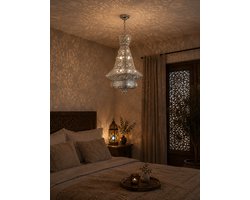 LM-Collection Bling Hanglamp - Ø28x40cm - E14 - glimmend Zilver - Metaal/Glas - hanglampen eetkamer, hanglamp zwart, hanglampen woonkamer, hanglamp slaapkamer, hanglamp kinderkamer, hanglamp rotan, hanglamp hout, hanglamp industrieel