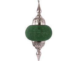 LM-Collection Casablanca Hanglamp - Ø33x73cm - E27 - Grijs/Groen - Metaal/Plastic - hanglampen eetkamer, hanglamp zwart, hanglampen woonkamer, hanglamp slaapkamer, hanglamp kinderkamer, hanglamp rotan, hanglamp hout, hanglamp industrieel