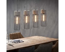 LM-Collection Conny Hanglamp - 100x21x150cm - E27 - Grijs - Metaal/Beton - hanglampen eetkamer, hanglamp zwart, hanglampen woonkamer, hanglamp slaapkamer, hanglamp kinderkamer, hanglamp rotan, hanglamp hout, hanglamp industrieel