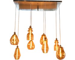 LM-Collection Daenerys Hanglamp - 125x55x150cm - E27 - Nikkel/Amber - Metaal/Glas - hanglampen eetkamer, hanglamp zwart, hanglampen woonkamer, hanglamp slaapkamer, hanglamp kinderkamer, hanglamp rotan, hanglamp hout, hanglamp industrieel