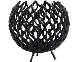 LM-Collection Flame Waxinehouder - Ø20x18cm - Zwart - Messing - kandelaars, kandelaar hout, kandelaar zwart, kaarshouder, kaars kandelaar, lantaarn windlicht, lantaarn voor buiten, lantaarn binnen,