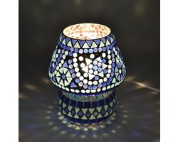 LM-Collection Maze Tafellamp - Ø10x17cm - E14 - Blauw - Glas - tafellamp slaapkamer, tafellamp industrieel, tafellampen woonkamer, tafellamp zwart, tafel lamp, tafellamp slaapkamer industrieel, tafellampje