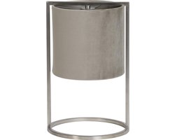 LM-Collection Ogden Tafellamp - Ø25x45cm - E27 - Grijs/Taupe - Metaal/Velours - tafellamp slaapkamer, tafellamp industrieel, tafellampen woonkamer, tafellamp zwart, tafel lamp, tafellamp slaapkamer industrieel, tafellampje